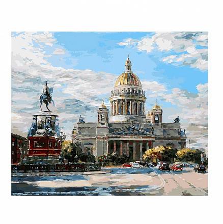 Раскраски по номерам на цветном холсте - Исаакиевская площадь, 50 х 60 см.